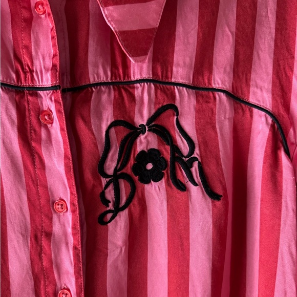 Damson Madder Joni Stripe Satin Embroidered Shirt Size 10 - Picture 9 of 12